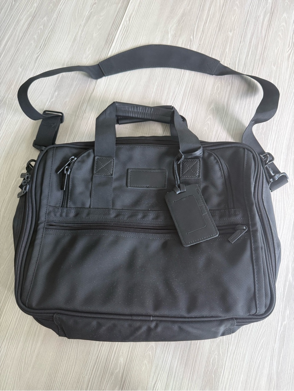 CODi Handmade in USA Black Ballistic Nylon Briefcase Dual Handle Luggage Tag